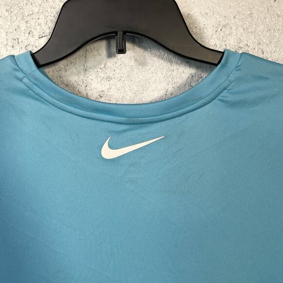 Nike Men's Stacked Swoosh Printed Hydroguard Rash Guard - Aquarius Blue - Picture 9 of 10